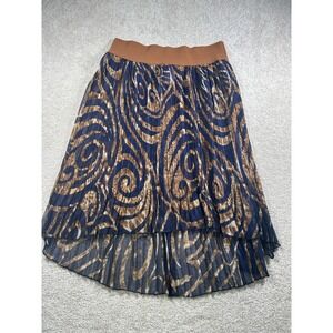 Metta Wear Skirt Womens Large‎ Pleated Sheer High Low Boho Abstract Print